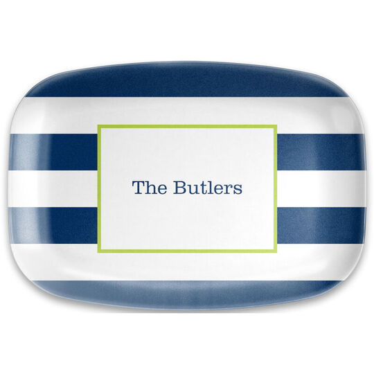 Navy Awning Stripe Melamine Platter